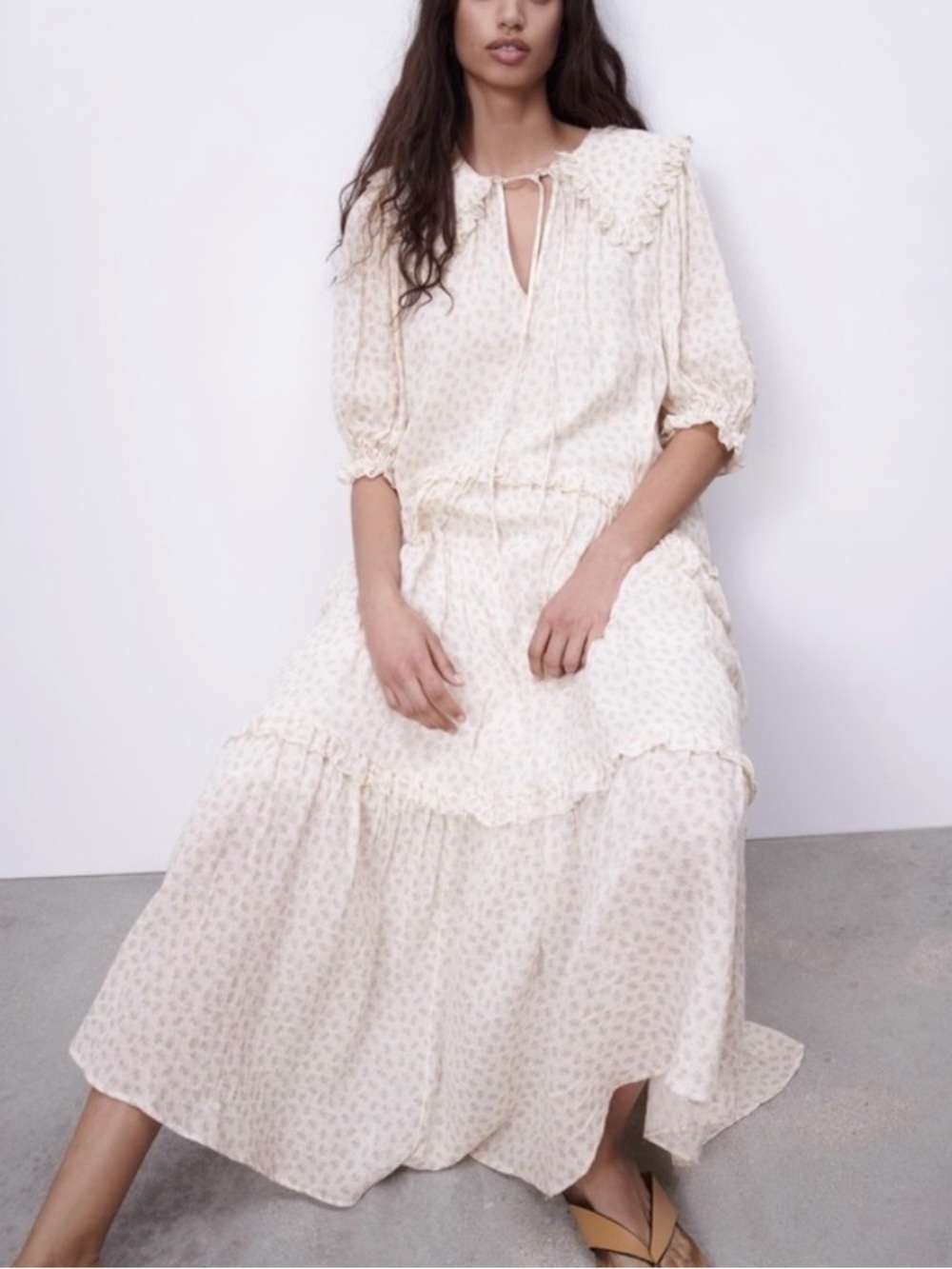 Zara Cream Floral Prairie Dress